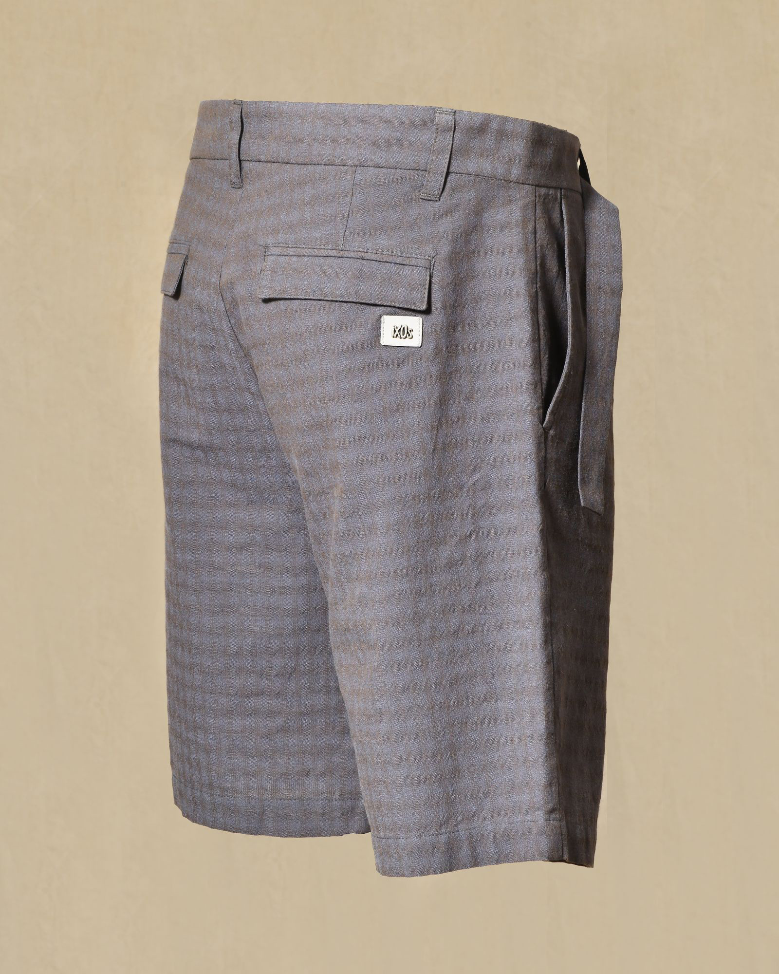 Bermuda gris à carreaux discrets Ixos