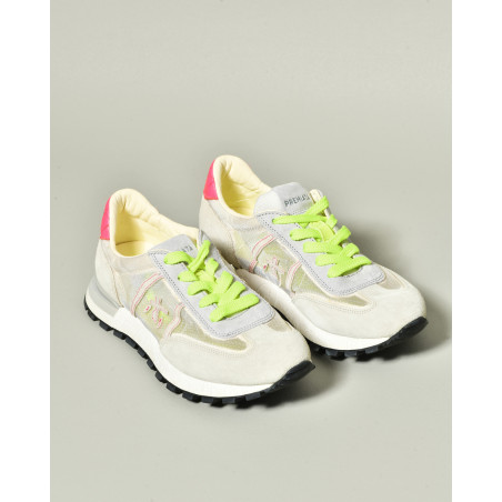 Baskets à empiècements translucides et lacets fluo Premiata