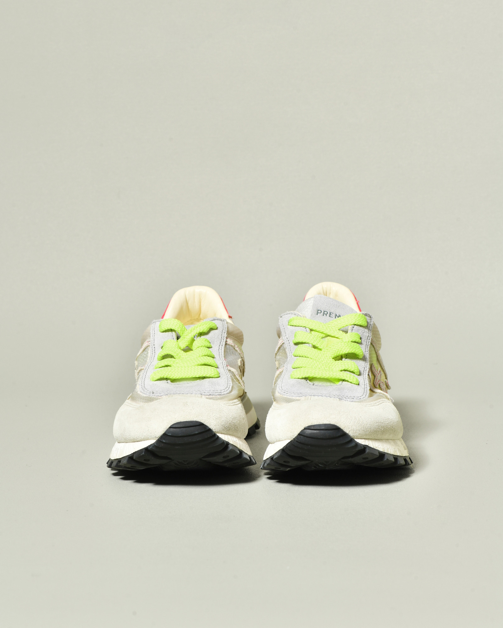 Baskets à empiècements translucides et lacets fluo Premiata