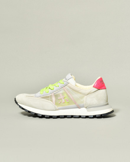 Baskets à empiècements translucides et lacets fluo Premiata