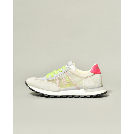 Baskets à empiècements translucides et lacets fluo Premiata