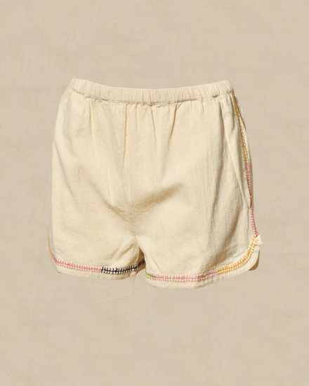 Short en coton beige à couture multicolore V.de.Vinster