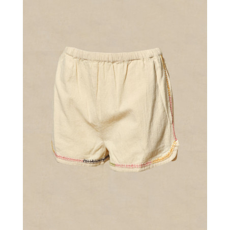 Short en coton beige à couture multicolore V.de.Vinster