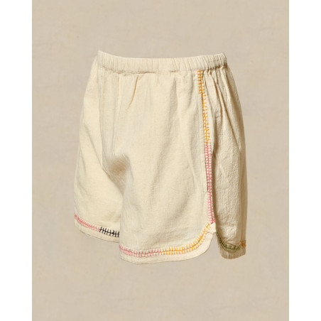 Short en coton beige à couture multicolore V.de.Vinster