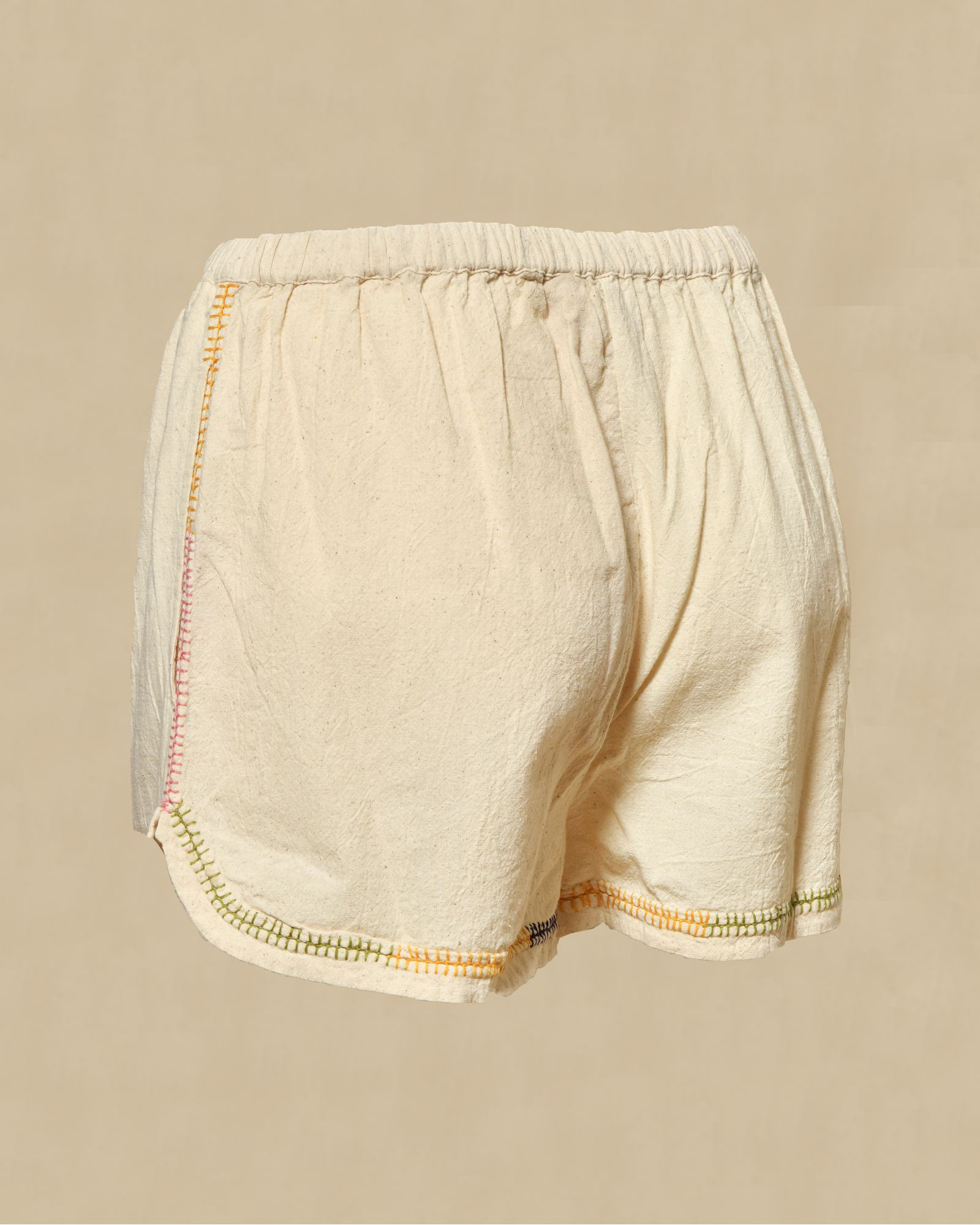 Short en coton beige à couture multicolore V.de.Vinster