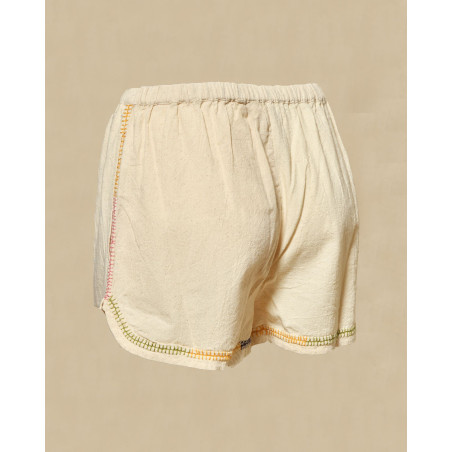 Short en coton beige à couture multicolore V.de.Vinster