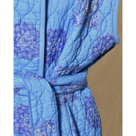 Veste sans manches matelassée bleue à motifs floral V.de.Vinster