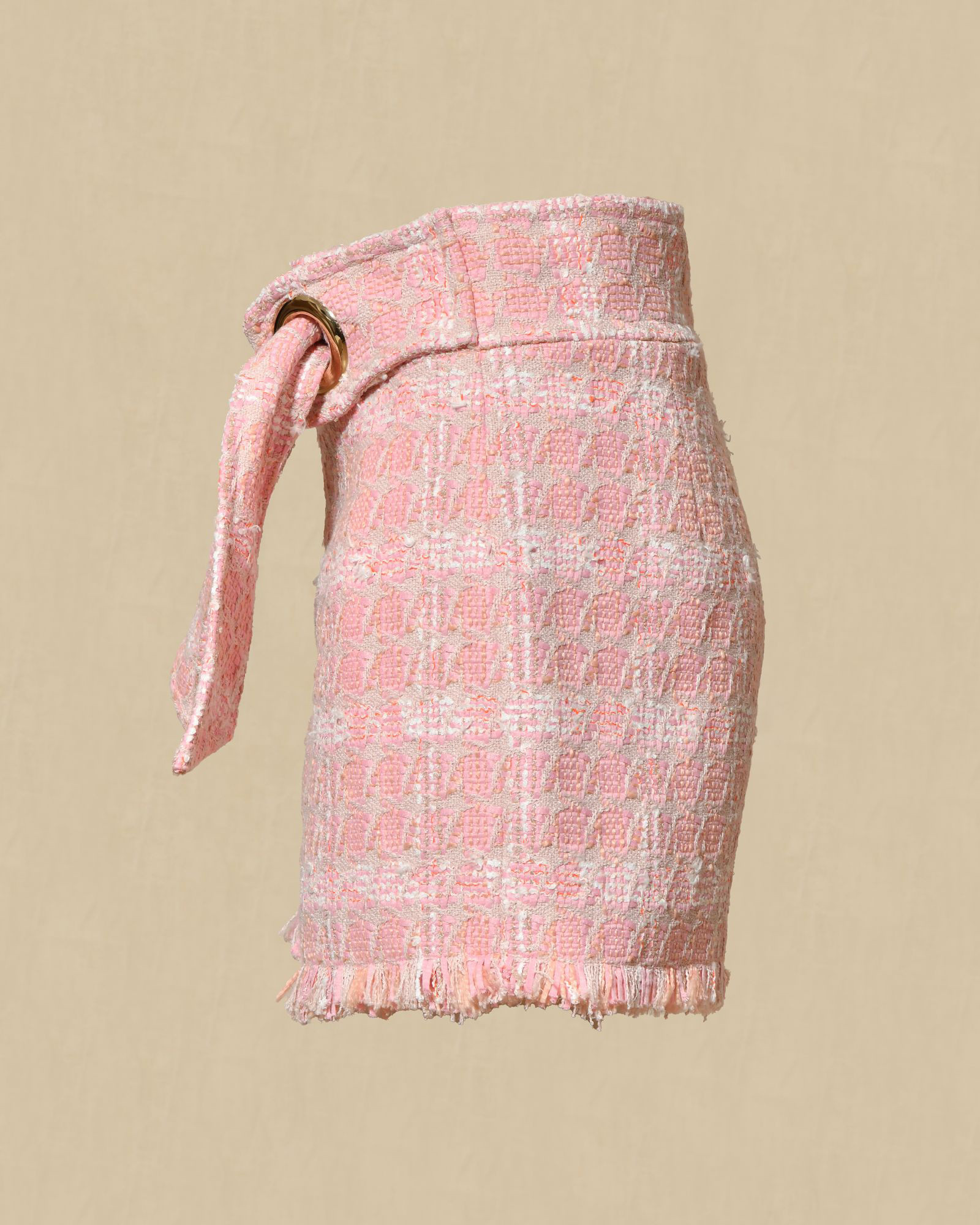 Short en tweed rose avec ceinture Edward Achour