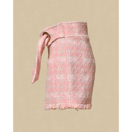 Short en tweed rose avec ceinture Edward Achour