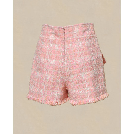 Short en tweed rose avec ceinture Edward Achour
