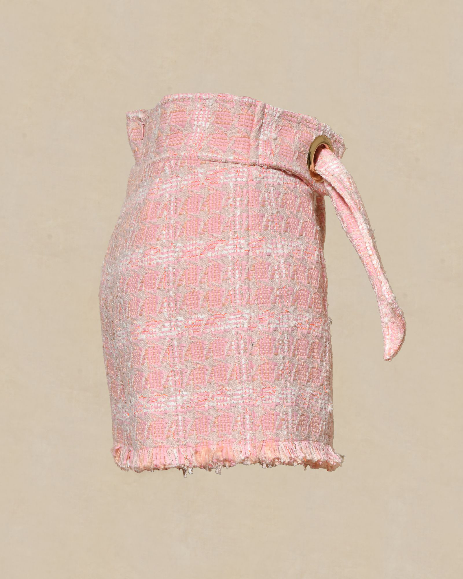 Short en tweed rose avec ceinture Edward Achour