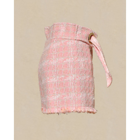 Short en tweed rose avec ceinture Edward Achour
