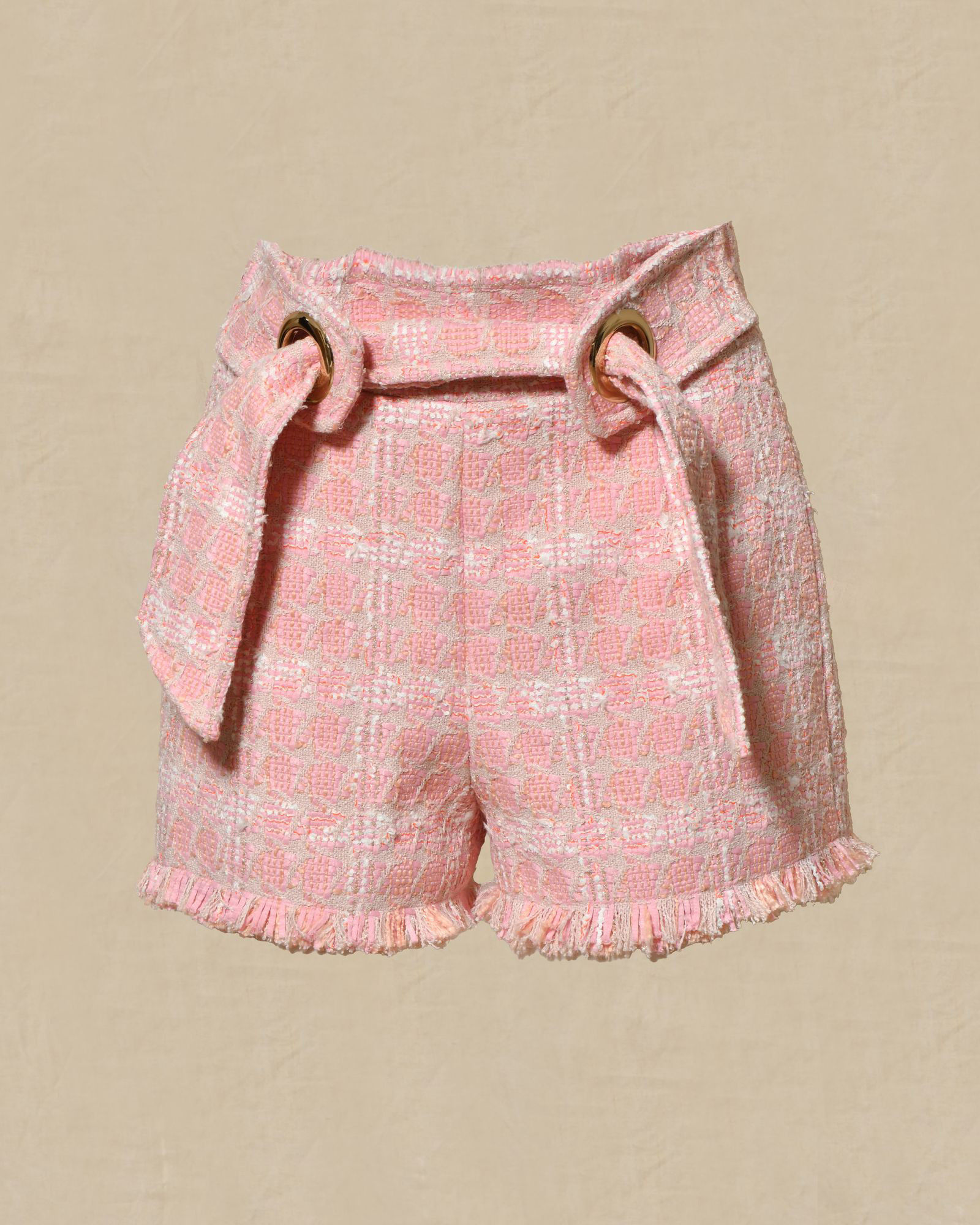 Short en tweed rose avec ceinture Edward Achour