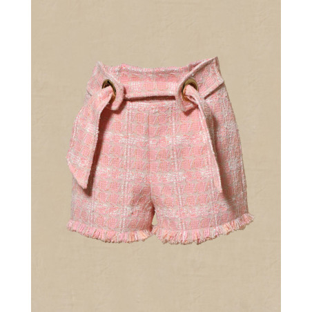 Short en tweed rose avec ceinture Edward Achour