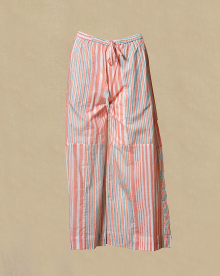 Pantalon large à rayures roses V.de.Vinster