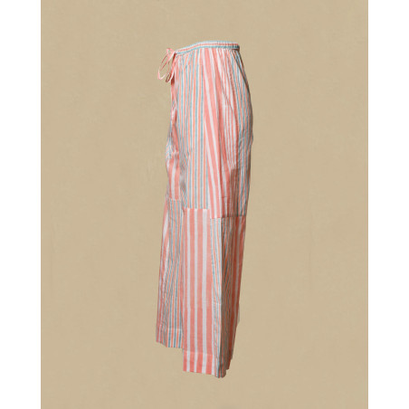 Pantalon large à rayures roses V.de.Vinster