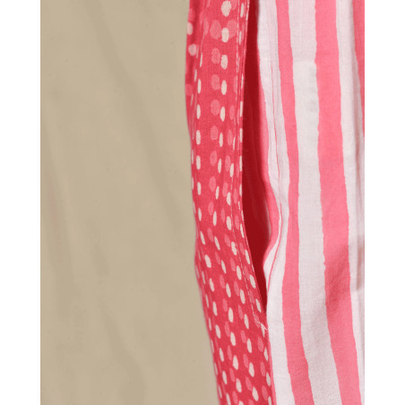 Pantalon patchwork rose à rayures et pois V.de.Vinster