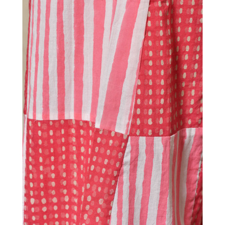 Pantalon patchwork rose à rayures et pois V.de.Vinster