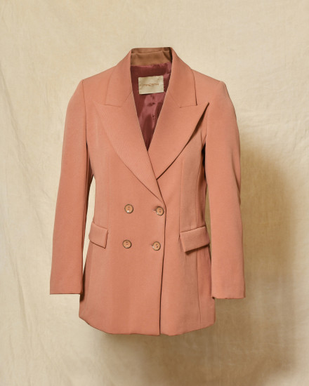 Veste blazer à double boutonnage rose Maesta