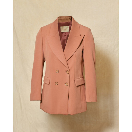 Veste blazer à double boutonnage rose Maesta