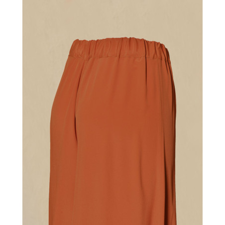 Pantalon large en soie brique Sfizio