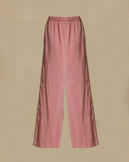 Pantalon large taille élastique vieux rose Sfizio