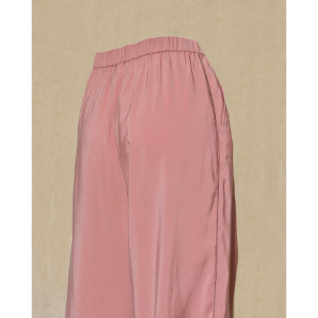 Pantalon large taille élastique vieux rose Sfizio