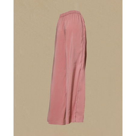 Pantalon large taille élastique vieux rose Sfizio