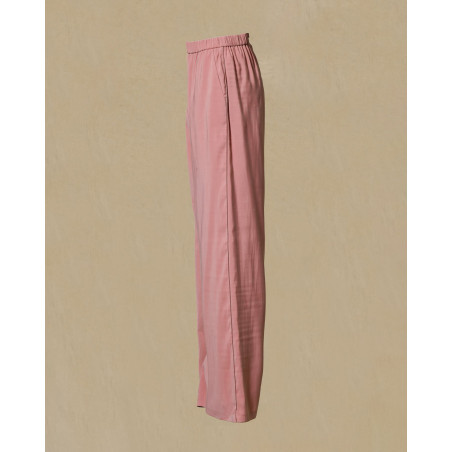 Pantalon large taille élastique vieux rose Sfizio