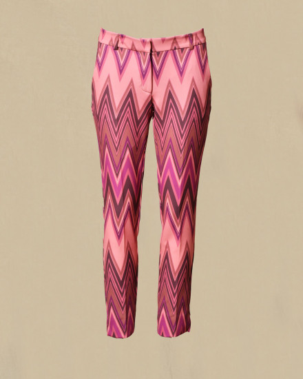 Pantalon à imprimé rose et violet Maesta