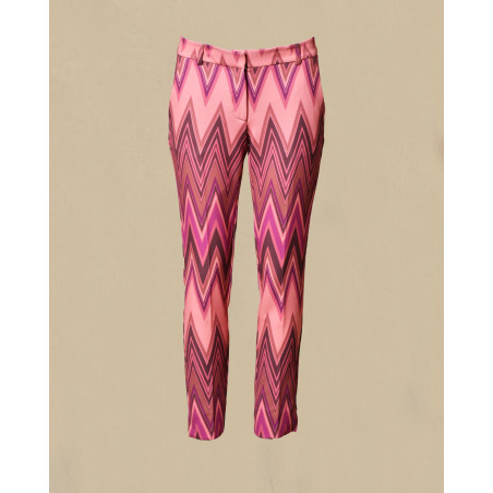 Pantalon à imprimé rose et violet Maesta