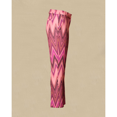 Pantalon à imprimé rose et violet Maesta