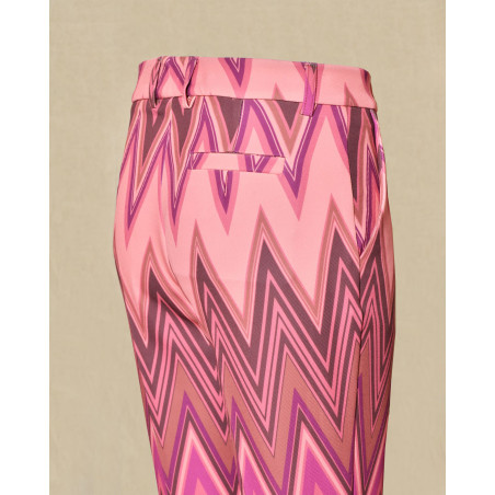 Pantalon à imprimé rose et violet Maesta