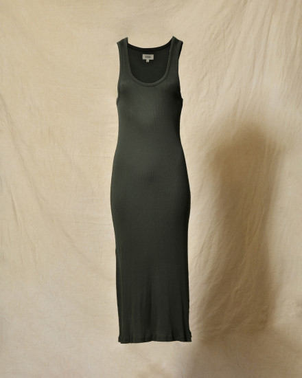 Robe longue côtelée kaki Diega