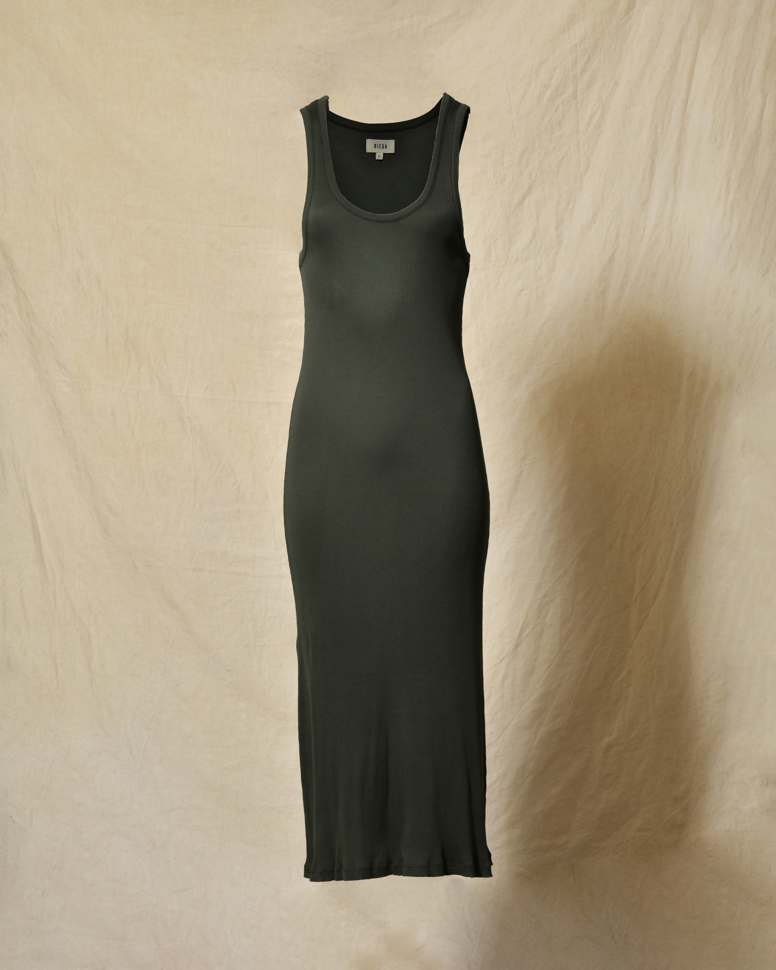 Robe longue côtelée kaki Diega