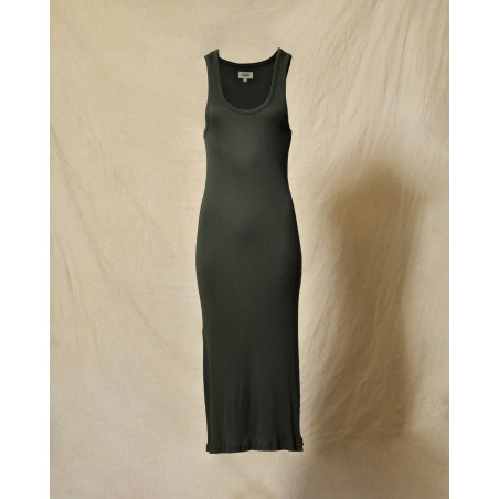 Robe longue côtelée kaki Diega