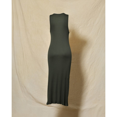 Robe longue côtelée kaki Diega