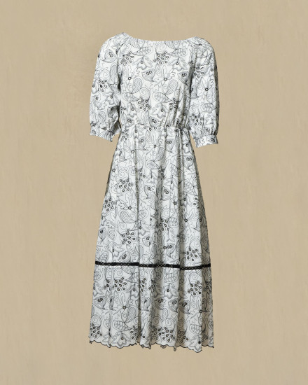 Robe évasée blanche à imprimé floraux Sfizio