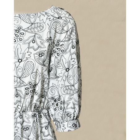 Robe évasée blanche à imprimé floraux Sfizio