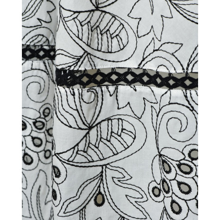Robe évasée blanche à imprimé floraux Sfizio