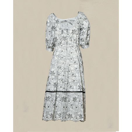 Robe évasée blanche à imprimé floraux Sfizio