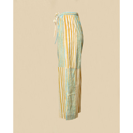 Pantalon large à rayures jaunes V.de.Vinster