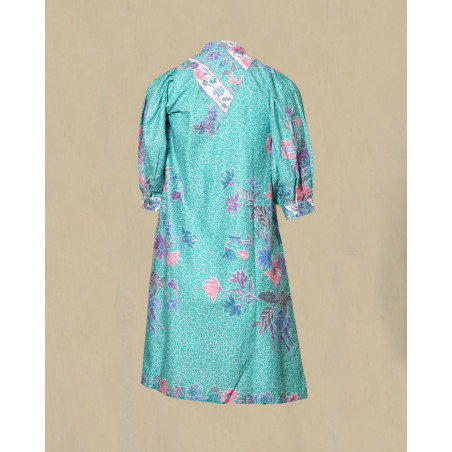 Robe chemise fluide imprimé floral vert menthe V.de.Vinster