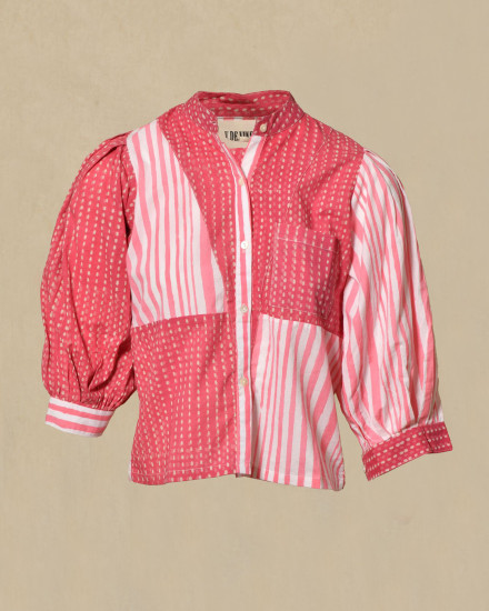 Chemisier patchwork rose à rayures et pois  V.de.Vinster