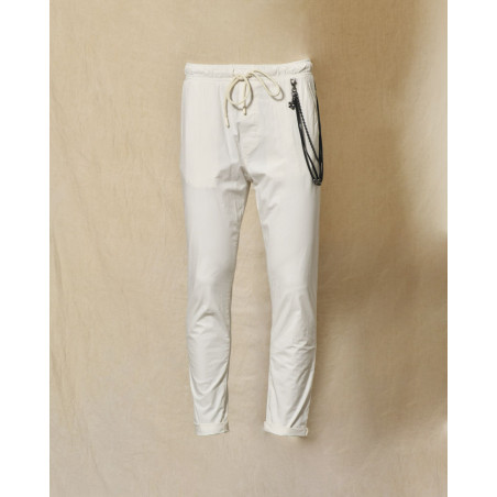 Pantalon en tissu technique blanc Over-D