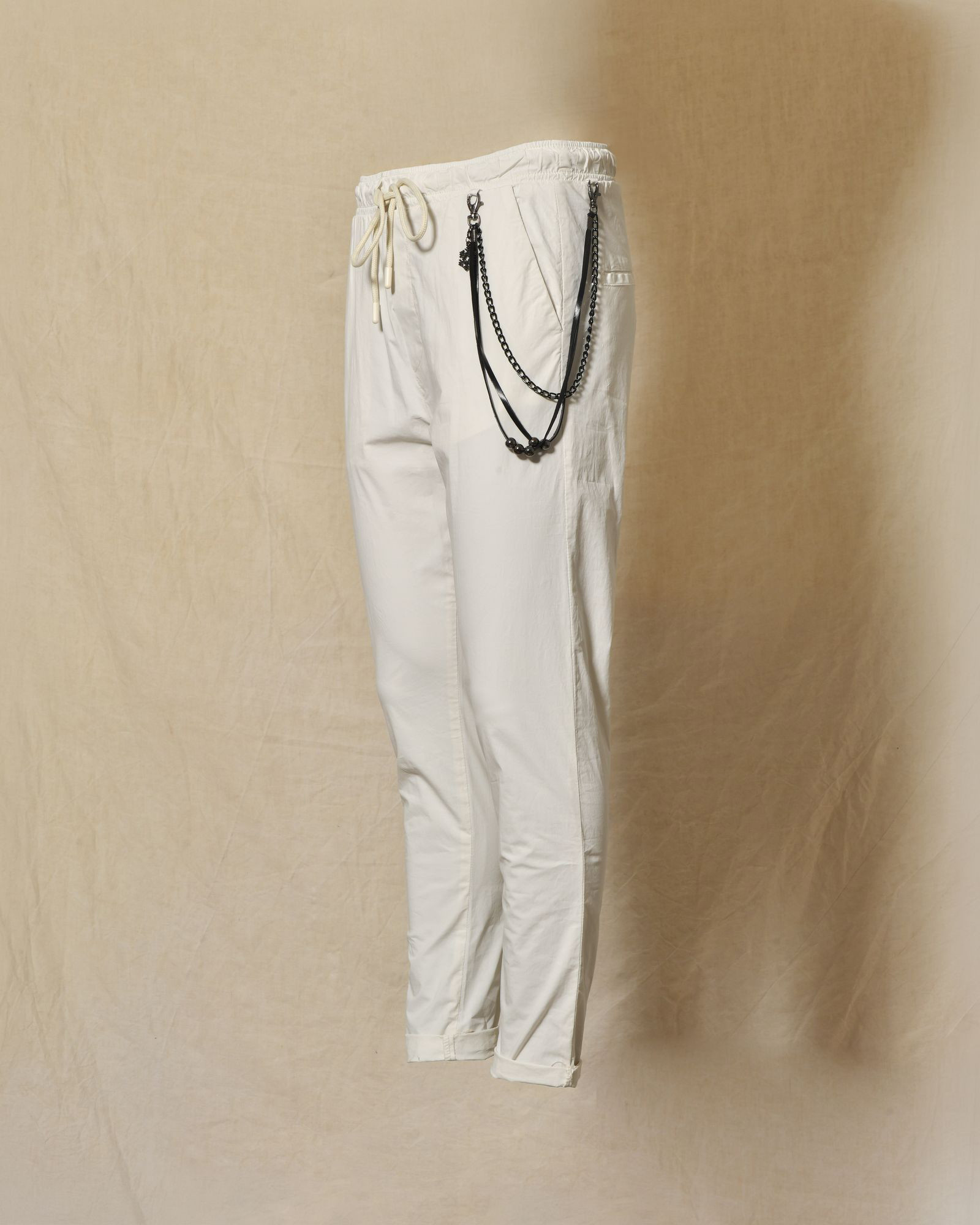 Pantalon en tissu technique blanc Over-D