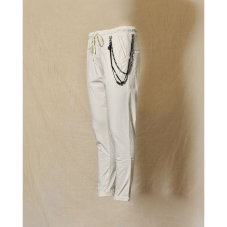 Pantalon en tissu technique blanc Over-D