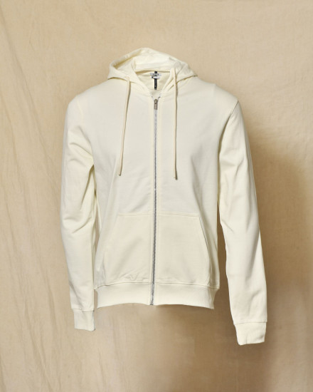 Sweat zippé à capuche écru Over-D