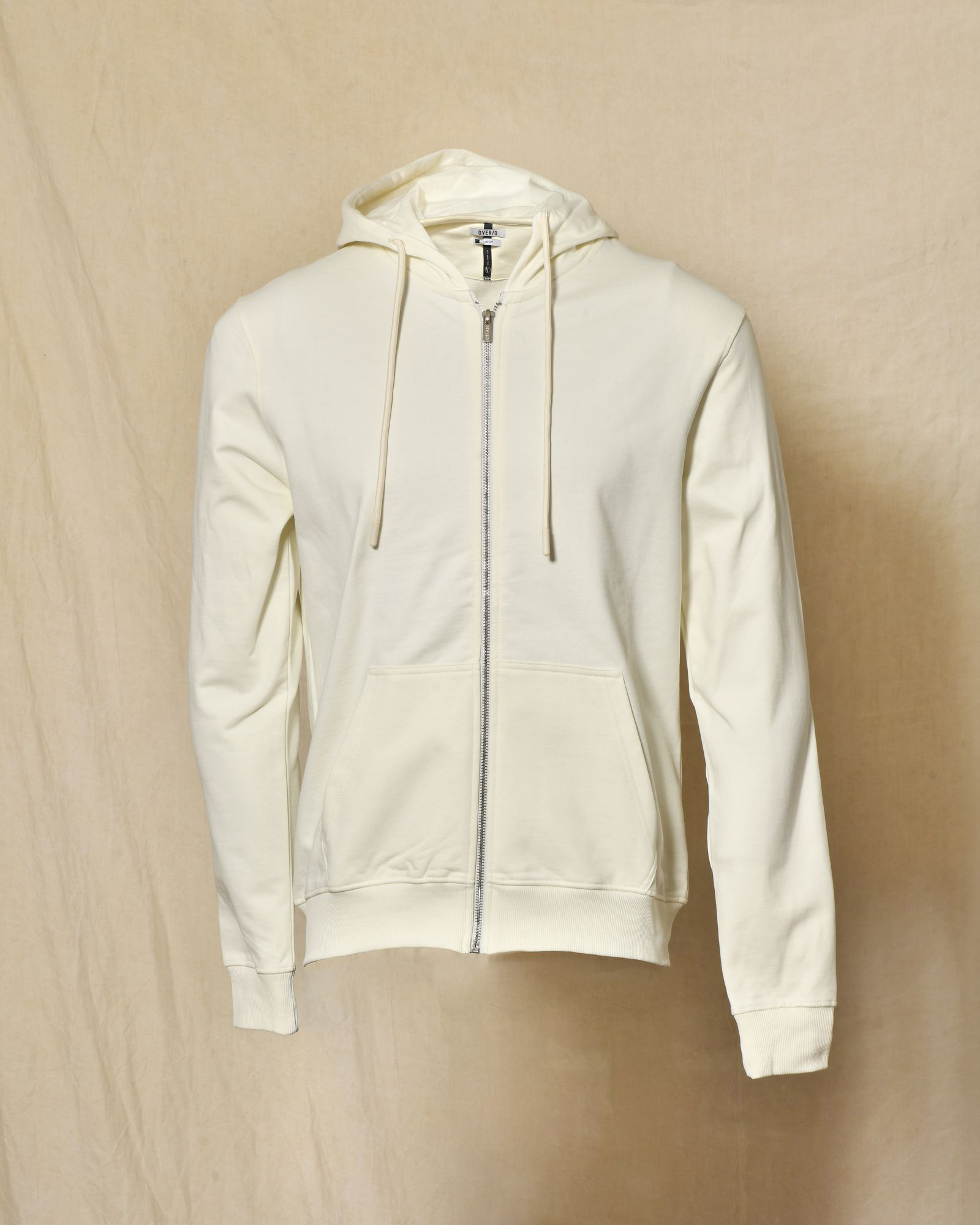 Sweat zippé à capuche écru Over-D