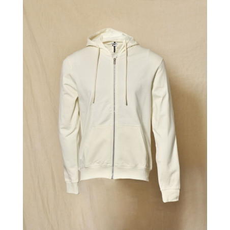 Sweat zippé à capuche écru Over-D